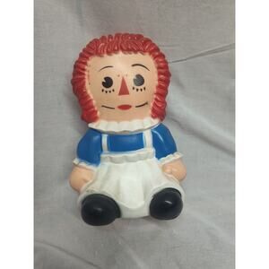 Vintage Raggedy Ann Plastic Piggy Bank Bobbs Merrill Play Pal Plastics